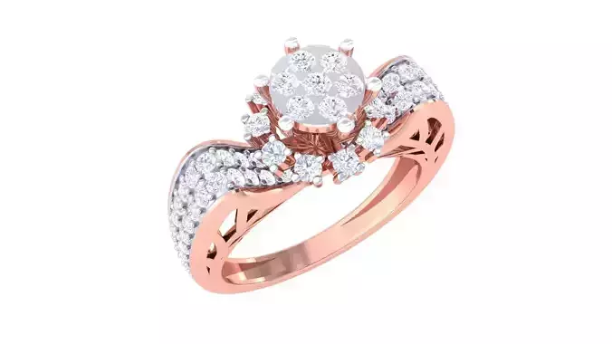 High Jewelry Diamond Cocktail Ring 3dm stl obj mtl glb 