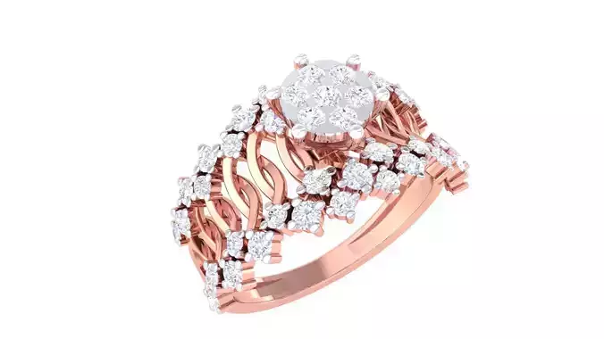 High Jewelry Diamond Cocktail Ring 3dm stl obj mtl glb 