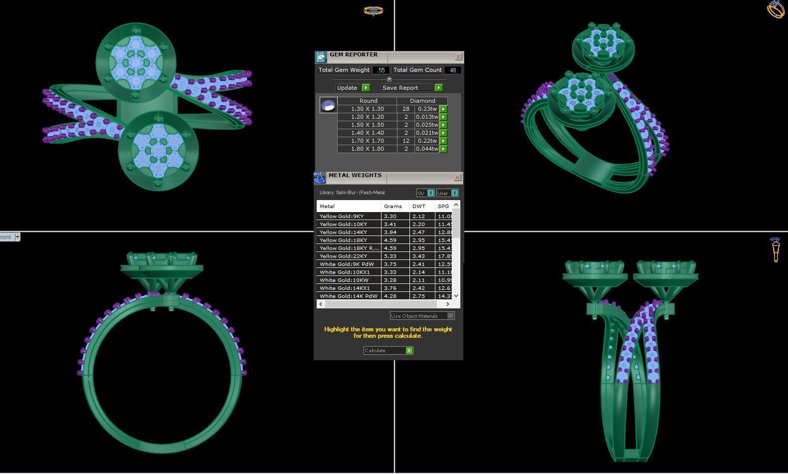 Flower High Jewelry Diamond Cocktail Ring 3dm stl obj mtl glb  3D print model_6