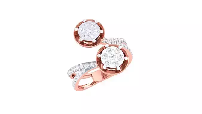 Flower High Jewelry Diamond Cocktail Ring 3dm stl obj mtl glb  3D print model