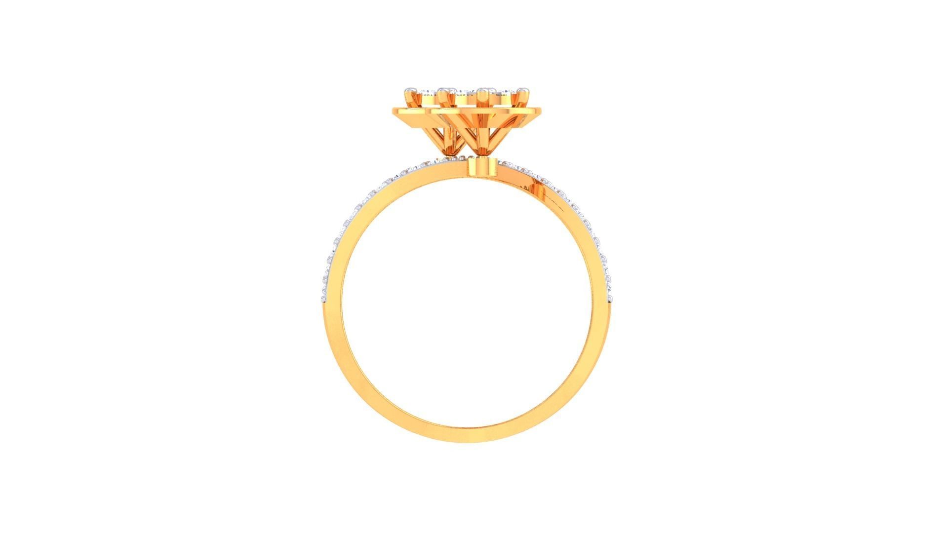 Flower High Jewelry Diamond Cocktail Ring 3dm stl obj mtl glb  3D print model_12