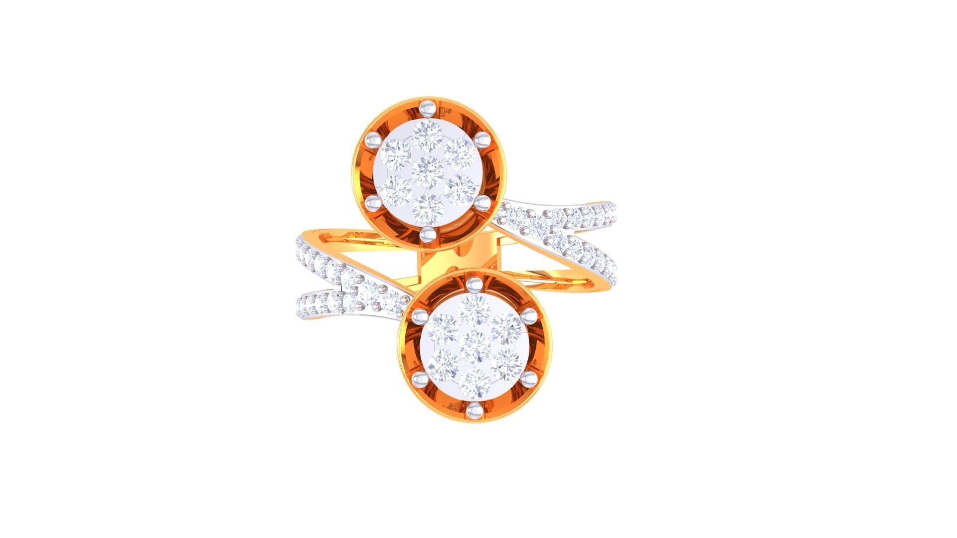 Flower High Jewelry Diamond Cocktail Ring 3dm stl obj mtl glb  3D print model_8