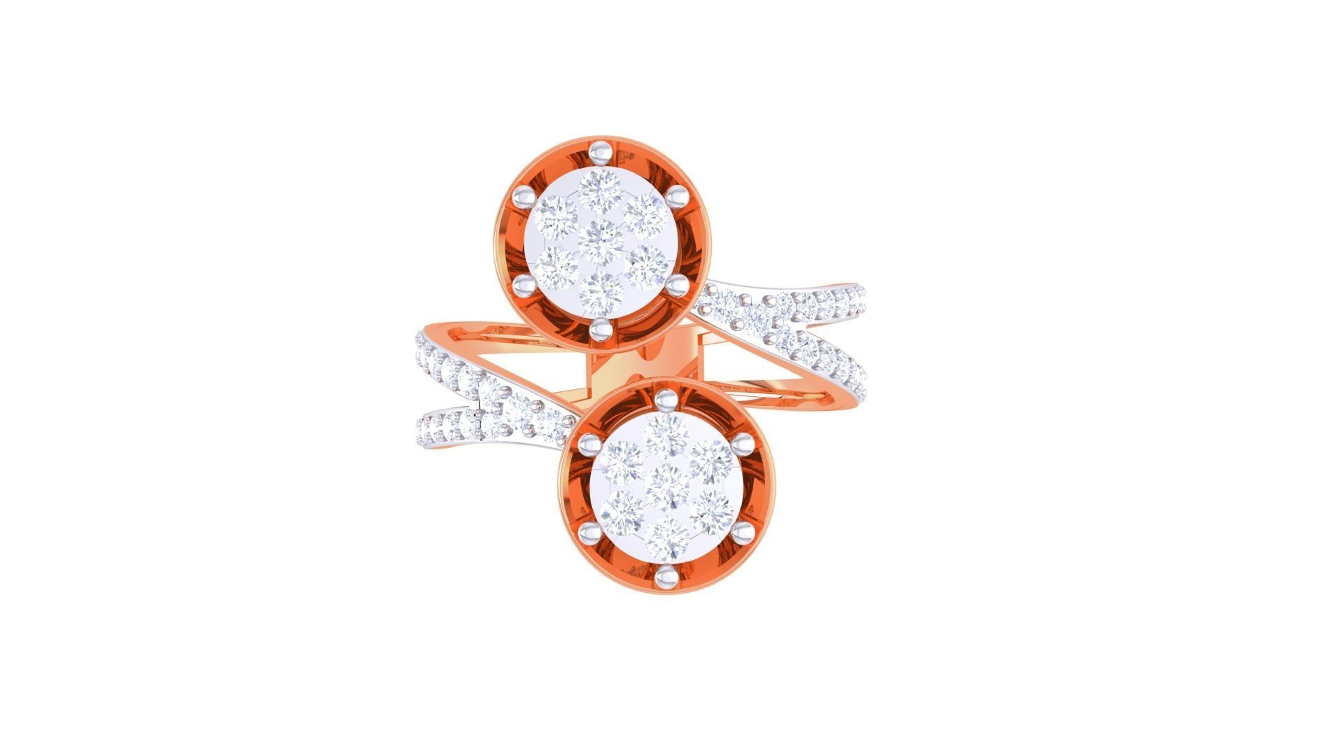 Flower High Jewelry Diamond Cocktail Ring 3dm stl obj mtl glb  3D print model_10