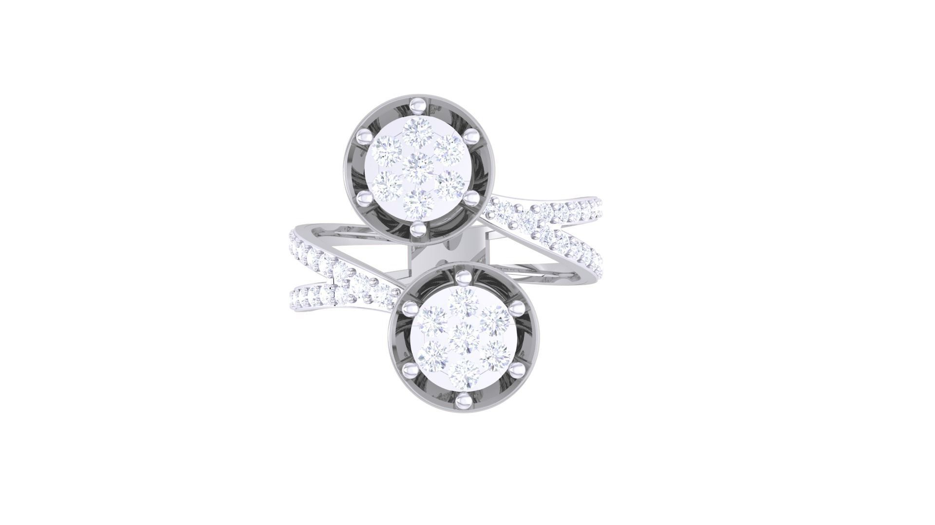 Flower High Jewelry Diamond Cocktail Ring 3dm stl obj mtl glb  3D print model_9