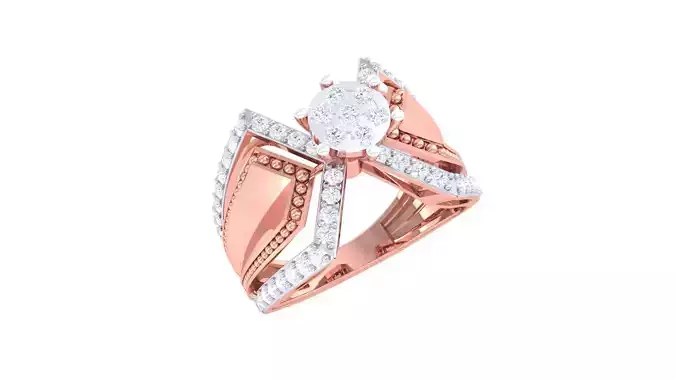 High Jewelry Diamond Cocktail Ring 3dm stl obj mtl glb 