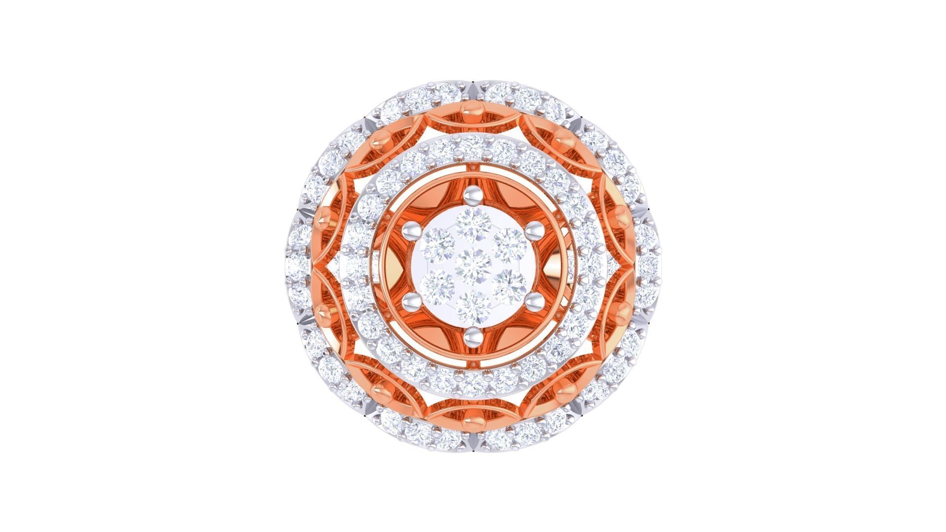 Flower High Jewelry Diamond Cocktail Ring 3dm stl obj mtl glb  3D print model_9