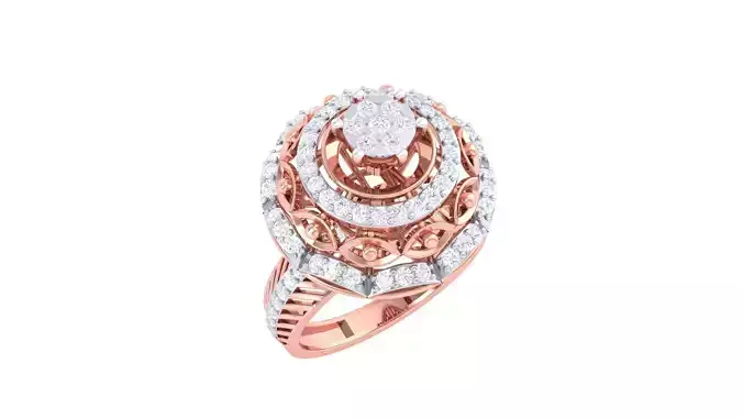 Flower High Jewelry Diamond Cocktail Ring 3dm stl obj mtl glb  3D print model