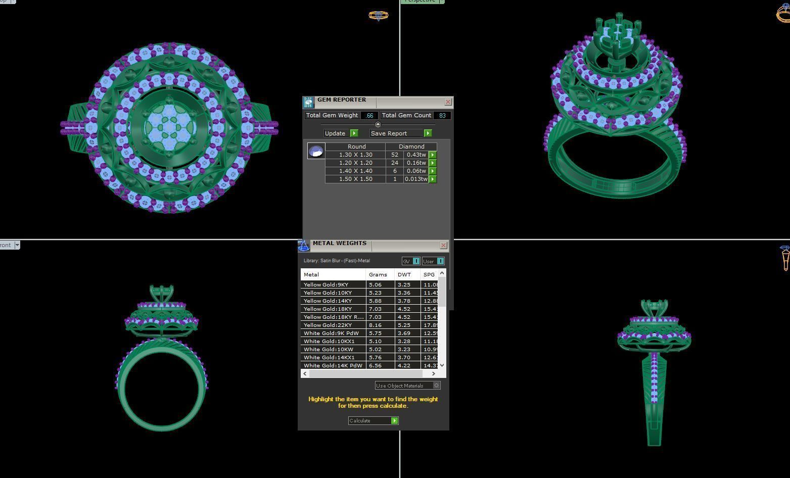 Flower High Jewelry Diamond Cocktail Ring 3dm stl obj mtl glb  3D print model_6
