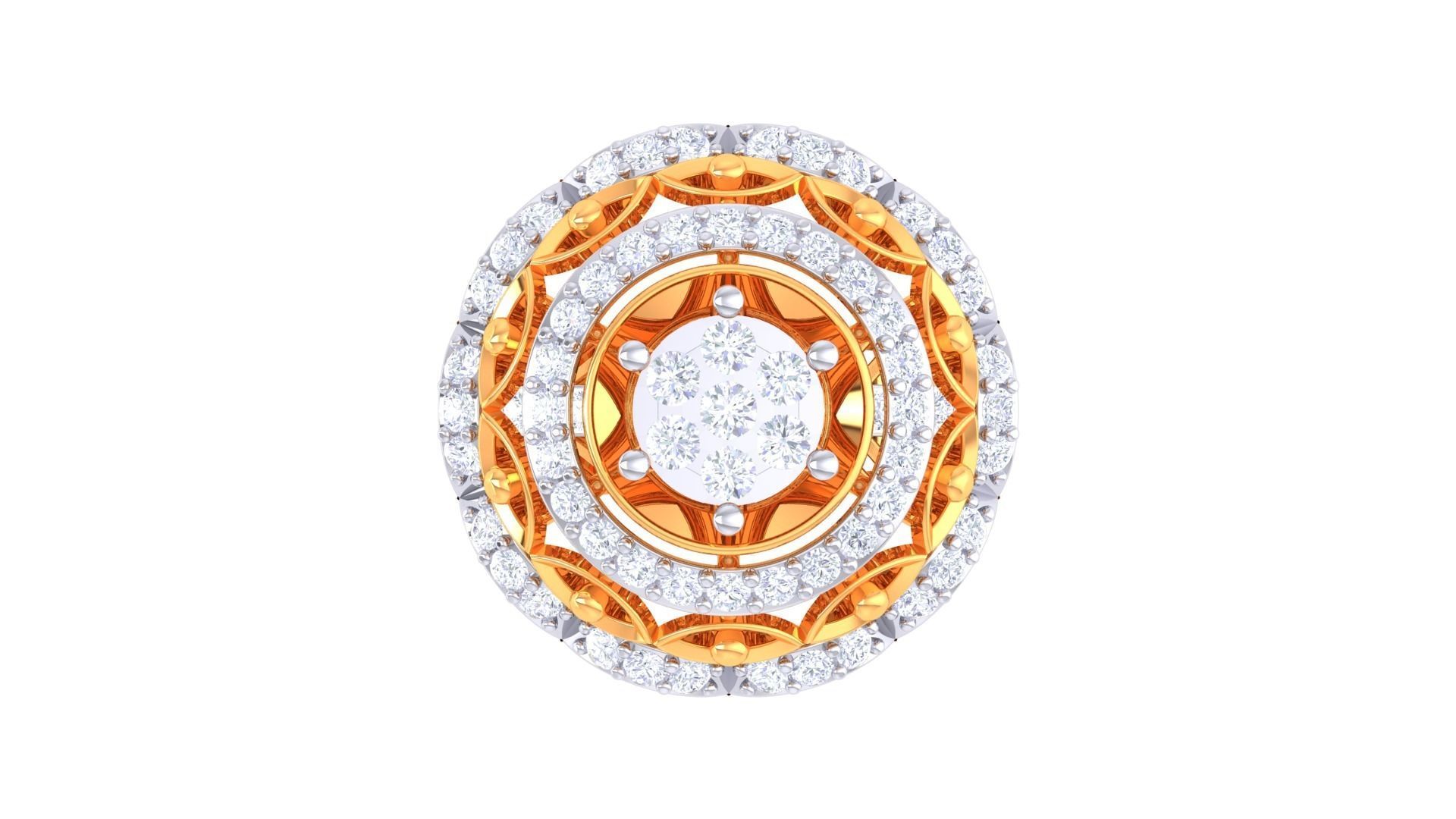 Flower High Jewelry Diamond Cocktail Ring 3dm stl obj mtl glb  3D print model_10