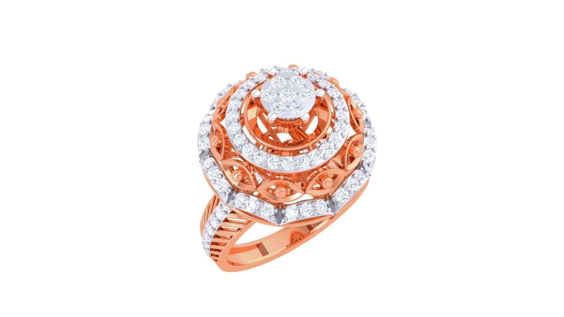 Flower High Jewelry Diamond Cocktail Ring 3dm stl obj mtl glb  3D print model_7