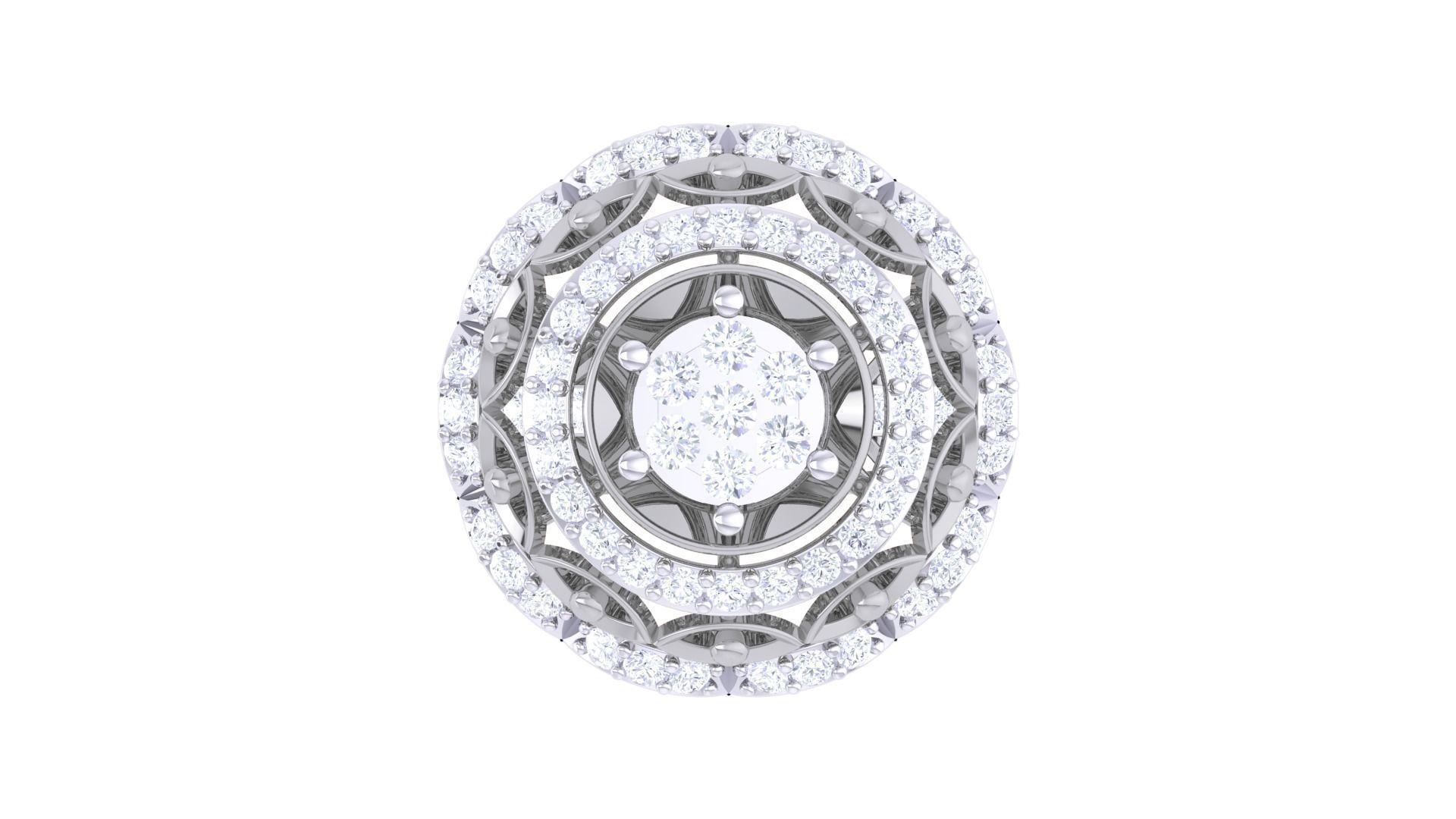 Flower High Jewelry Diamond Cocktail Ring 3dm stl obj mtl glb  3D print model_8