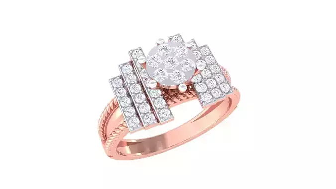 High Jewelry Diamond Cocktail Ring 3dm stl obj mtl glb 
