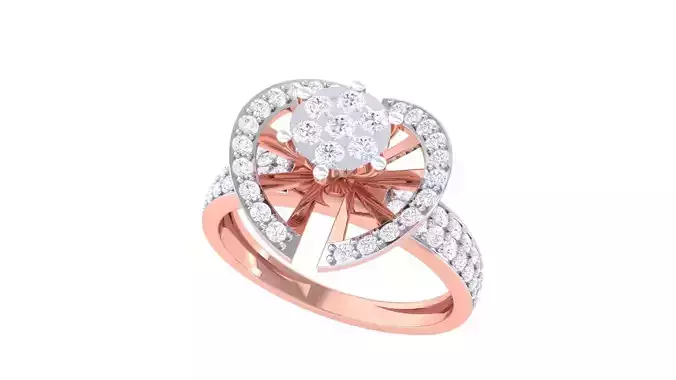 High Jewelry Diamond Cocktail Ring 3dm stl obj mtl glb 