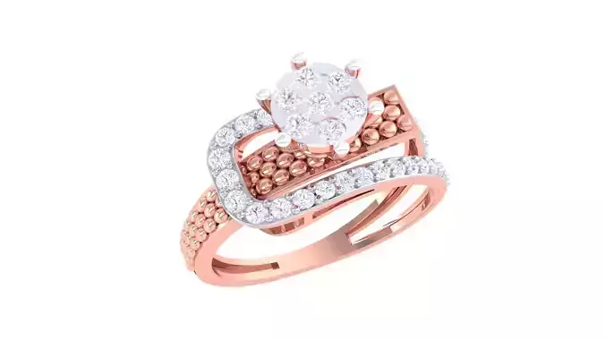 High Jewelry Diamond Cocktail Ring 3dm stl obj mtl glb 