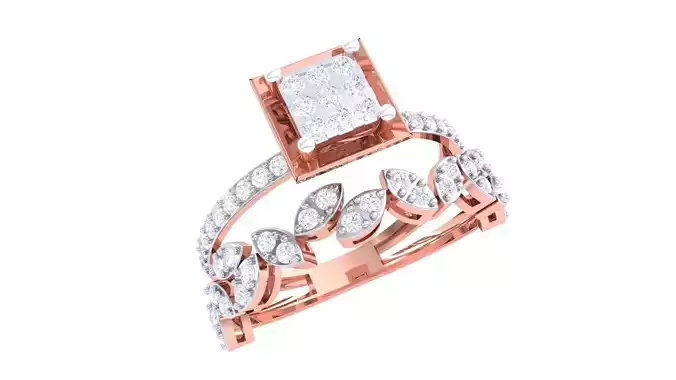 High Jewelry Diamond Cocktail Ring 3dm stl obj mtl glb 