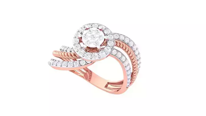 High Jewelry Diamond Cocktail Ring 3dm stl obj mtl glb 
