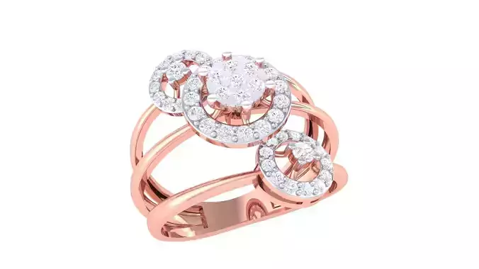 High Jewelry Diamond Cocktail Ring 3dm stl obj mtl glb 