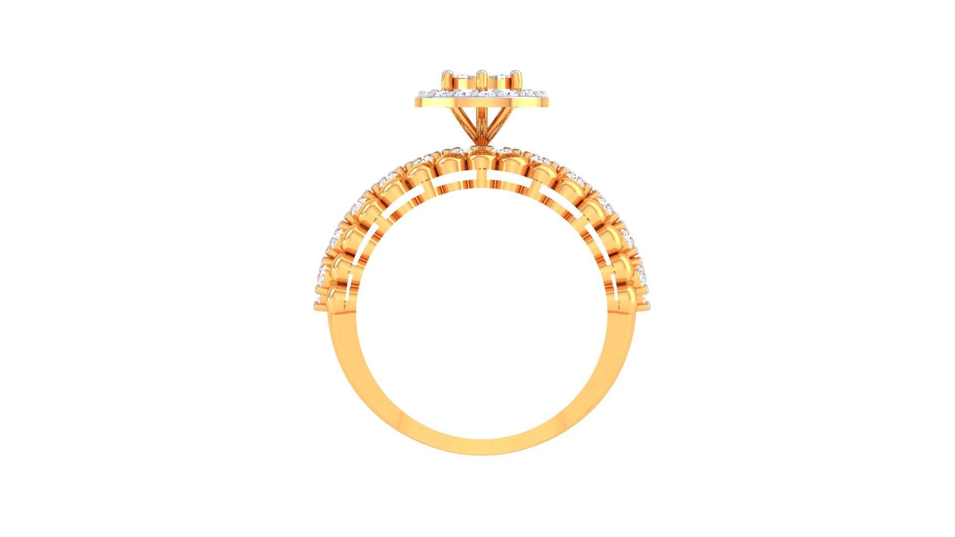 High Jewelry Diamond Cocktail Ring 3dm stl obj mtl glb  3D print model_11