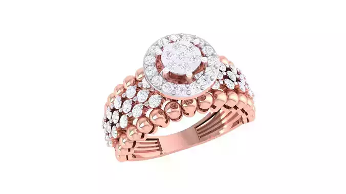 High Jewelry Diamond Cocktail Ring 3dm stl obj mtl glb 