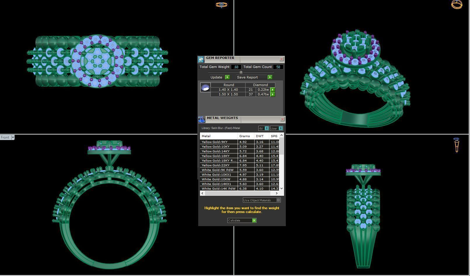 High Jewelry Diamond Cocktail Ring 3dm stl obj mtl glb  3D print model_6
