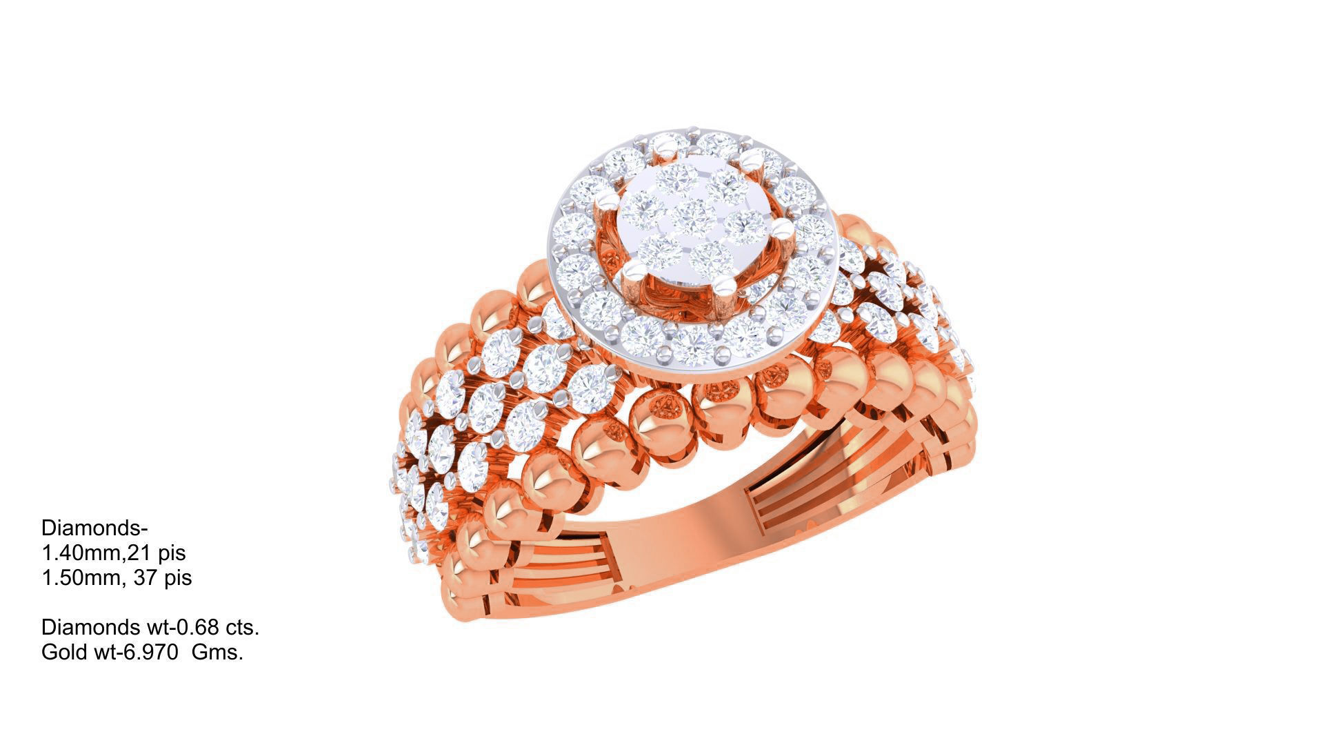 High Jewelry Diamond Cocktail Ring 3dm stl obj mtl glb  3D print model_5