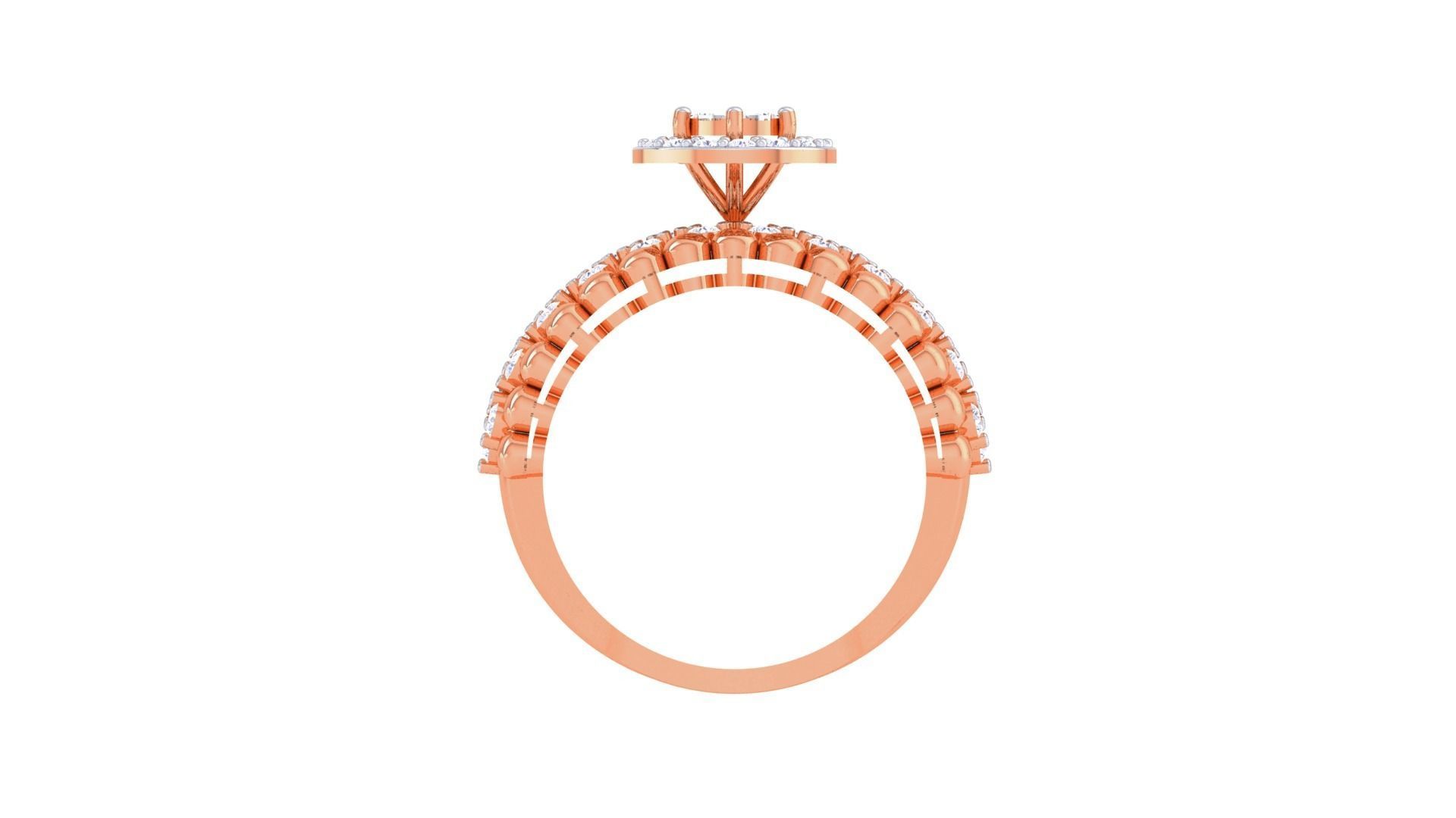 High Jewelry Diamond Cocktail Ring 3dm stl obj mtl glb  3D print model_12