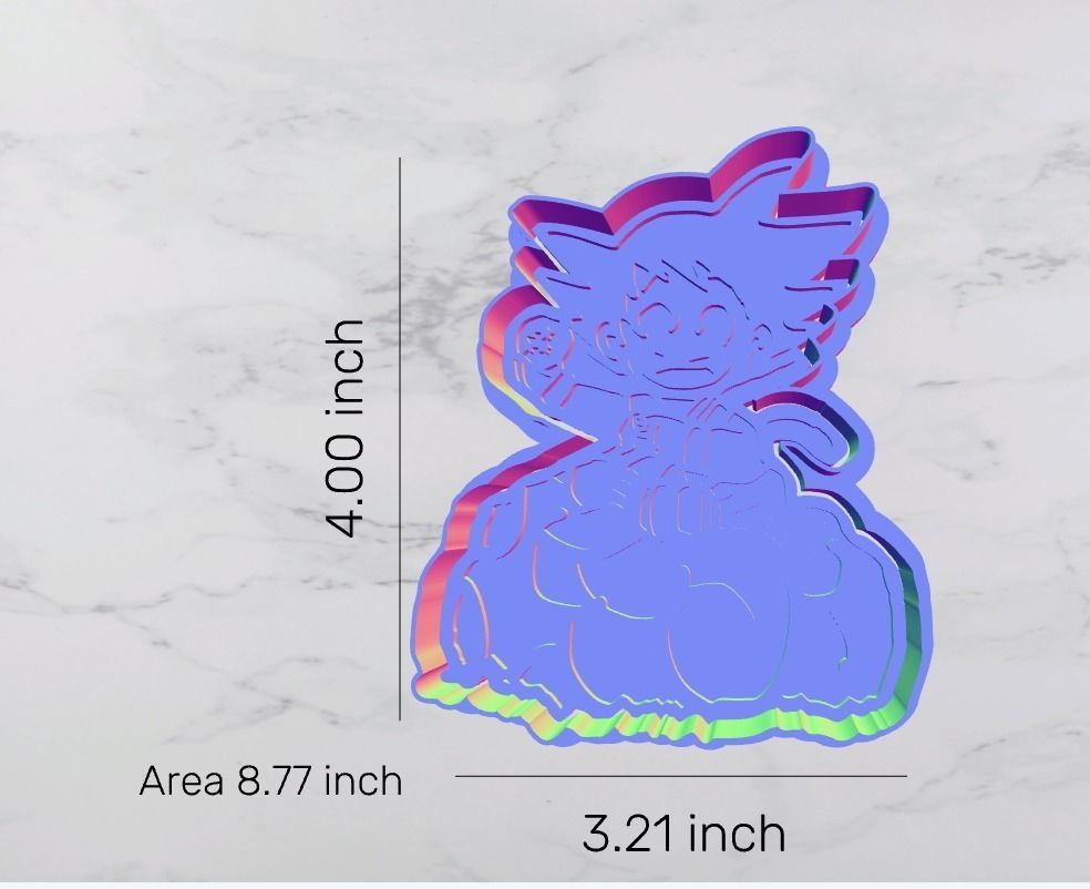 Kid Goku on Nimbus Cloud Cookie Cutter and Stamp 3D model_10