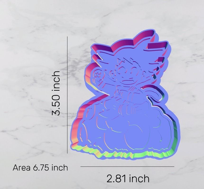 Kid Goku on Nimbus Cloud Cookie Cutter and Stamp 3D model_9