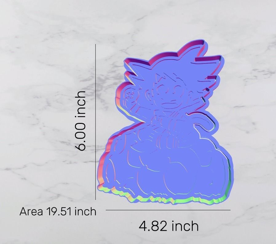 Kid Goku on Nimbus Cloud Cookie Cutter and Stamp 3D model_14