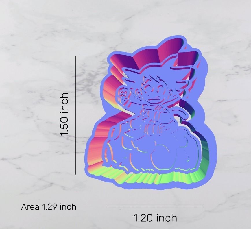 Kid Goku on Nimbus Cloud Cookie Cutter and Stamp 3D model_4