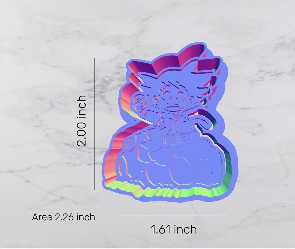 Kid Goku on Nimbus Cloud Cookie Cutter and Stamp 3D model_5