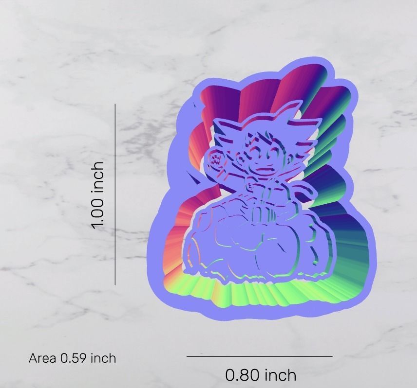 Kid Goku on Nimbus Cloud Cookie Cutter and Stamp 3D model_3