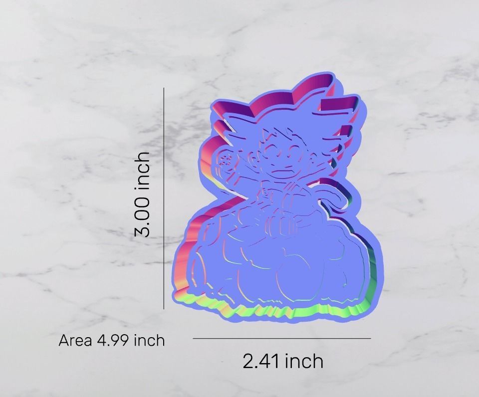 Kid Goku on Nimbus Cloud Cookie Cutter and Stamp 3D model_7
