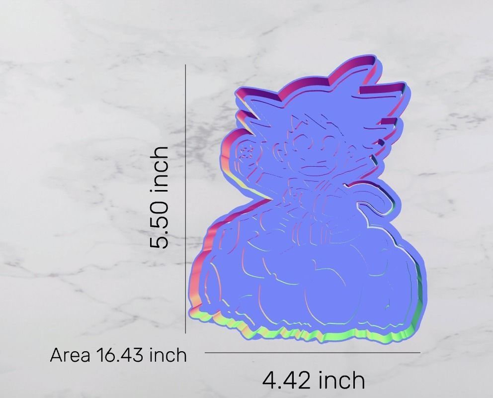Kid Goku on Nimbus Cloud Cookie Cutter and Stamp 3D model_13