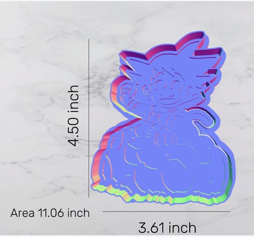Kid Goku on Nimbus Cloud Cookie Cutter and Stamp 3D model_11