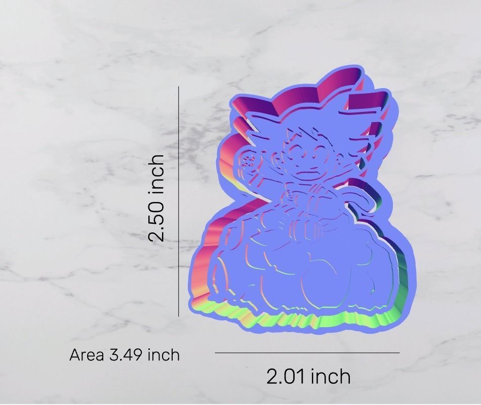Kid Goku on Nimbus Cloud Cookie Cutter and Stamp 3D model_6