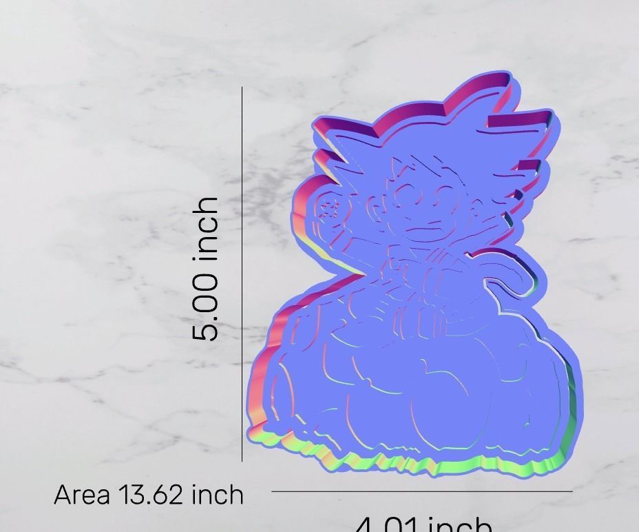Kid Goku on Nimbus Cloud Cookie Cutter and Stamp 3D model_12