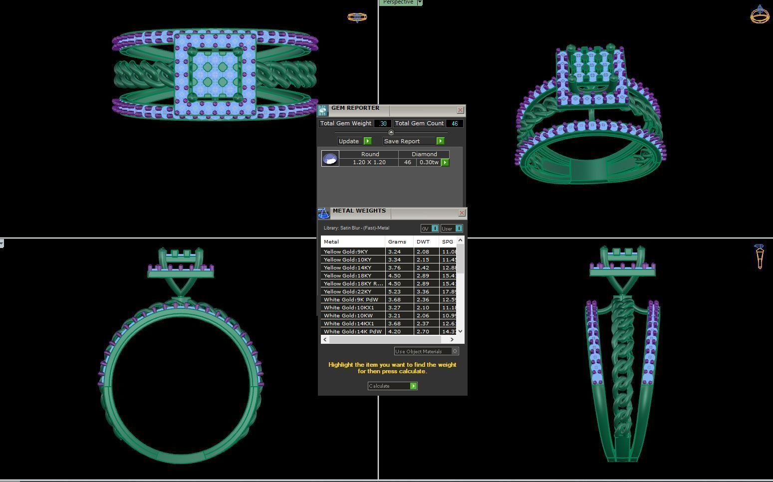Chain Link High Jewelry Diamond Cocktail Ring 3dm stl obj mtl  3D print model_6