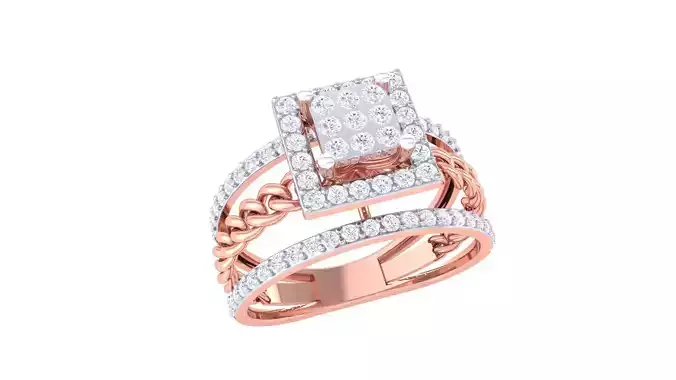 Chain Link High Jewelry Diamond Cocktail Ring 3dm stl obj mtl  3D print model