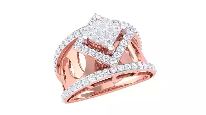 High Jewelry Diamond Cocktail Ring 3dm stl obj mtl glb 