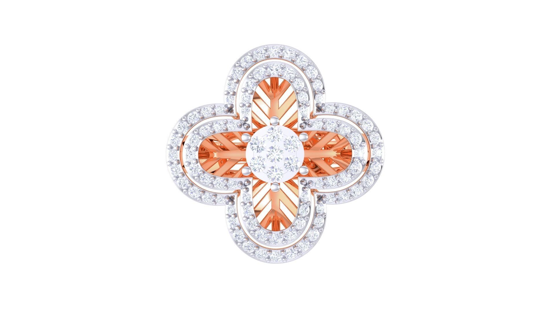 Flower High Jewelry Diamond Cocktail Ring 3dm stl obj mtl glb  3D print model_9