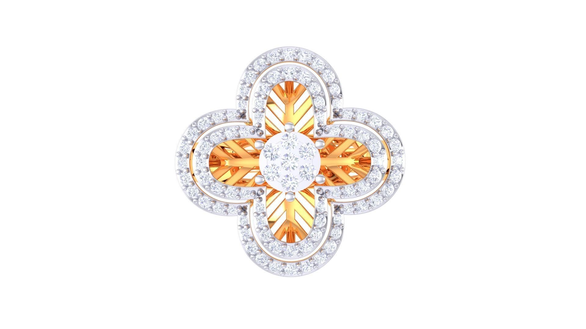 Flower High Jewelry Diamond Cocktail Ring 3dm stl obj mtl glb  3D print model_8