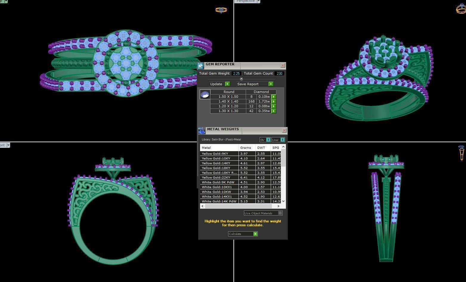 High Jewelry Diamond Cocktail Ring 3dm stl obj mtl glb  3D print model_6