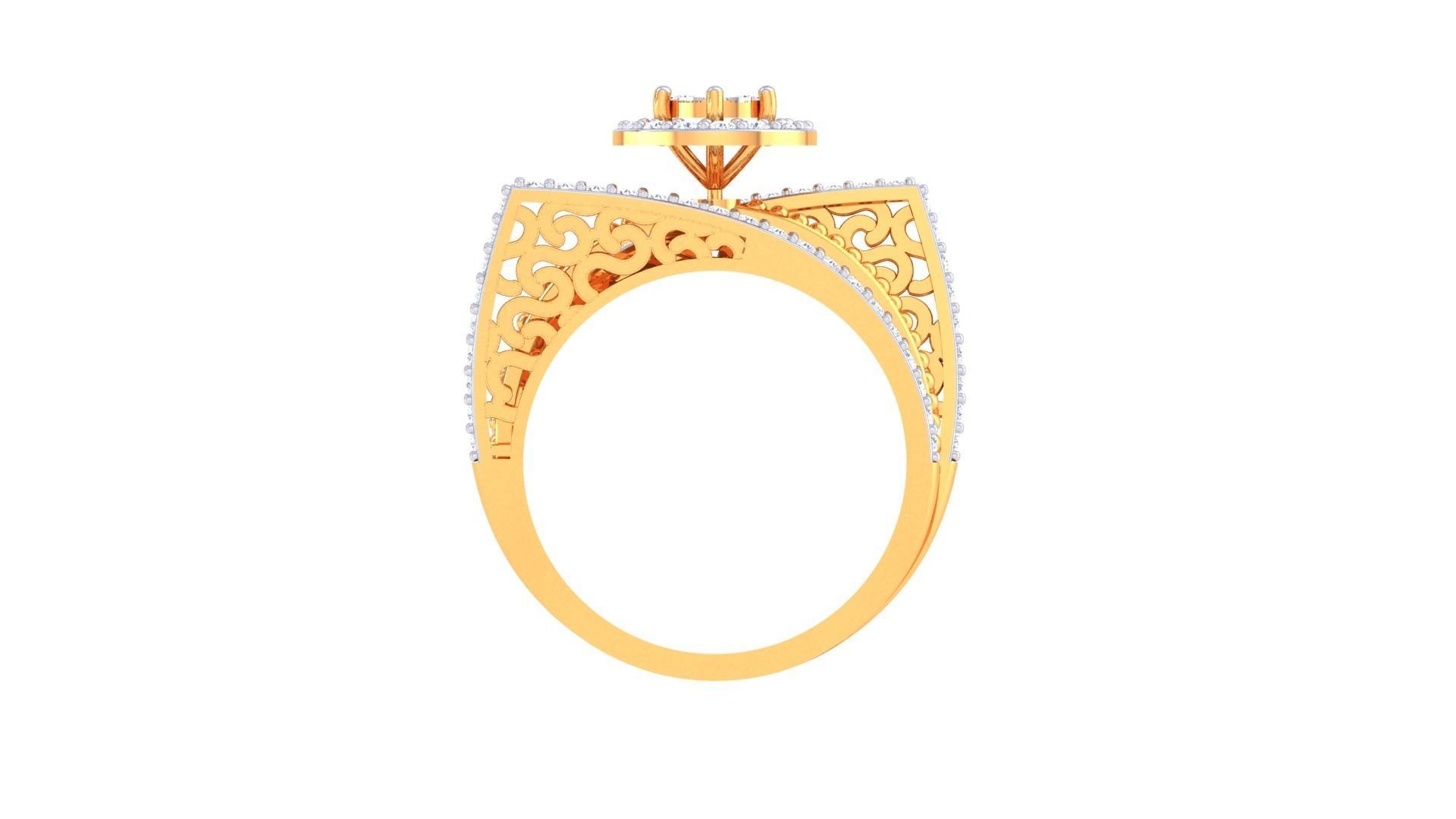 High Jewelry Diamond Cocktail Ring 3dm stl obj mtl glb  3D print model_11