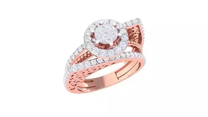 High Jewelry Diamond Cocktail Ring 3dm stl obj mtl glb 