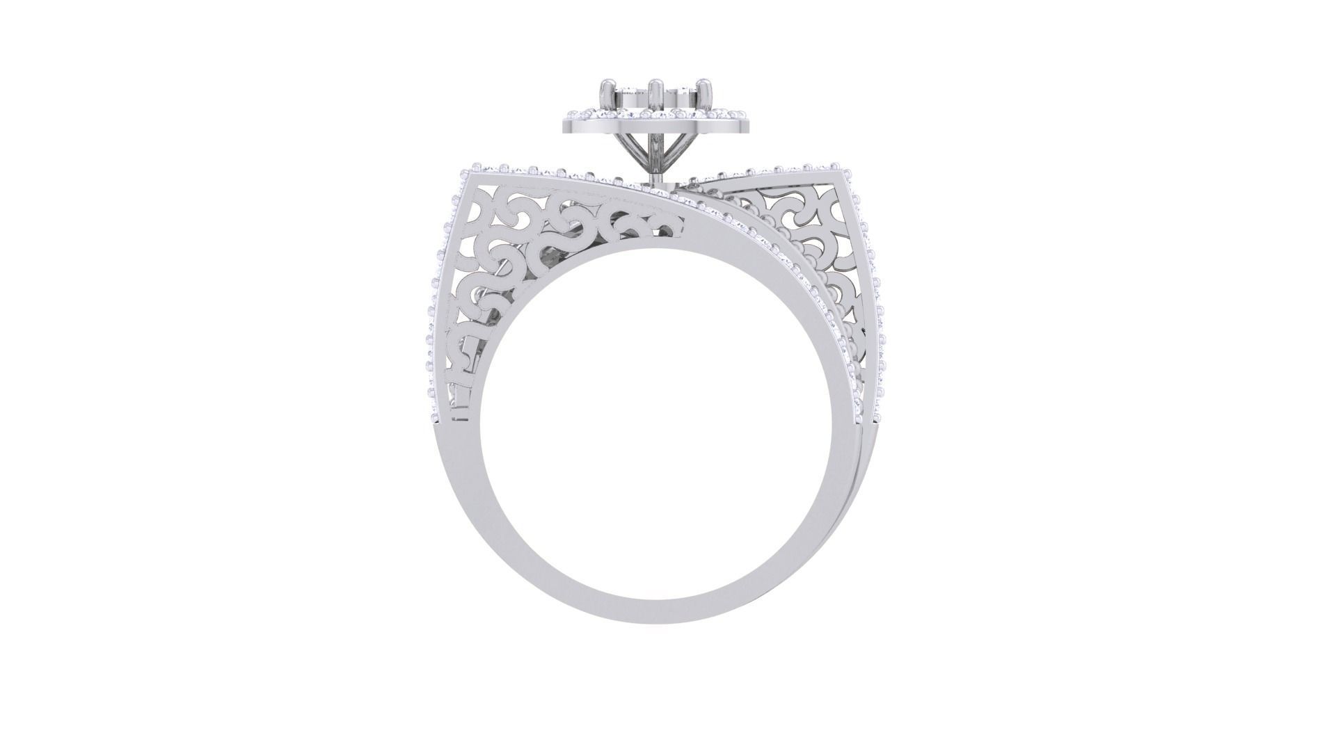 High Jewelry Diamond Cocktail Ring 3dm stl obj mtl glb  3D print model_12