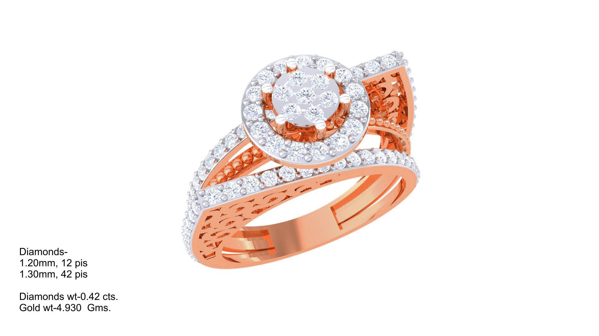 High Jewelry Diamond Cocktail Ring 3dm stl obj mtl glb  3D print model_5