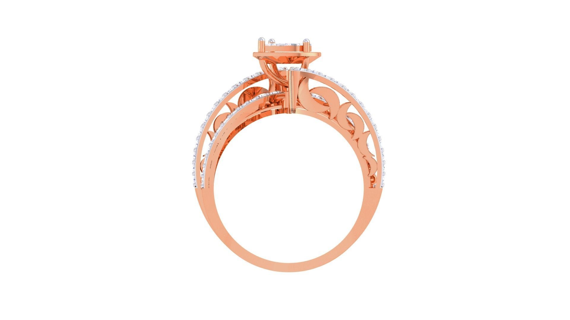 Flower High Jewelry Diamond Cocktail Ring 3dm stl obj mtl glb  3D print model_13