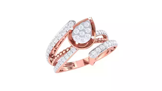 Flower High Jewelry Diamond Cocktail Ring 3dm stl obj mtl glb  3D print model