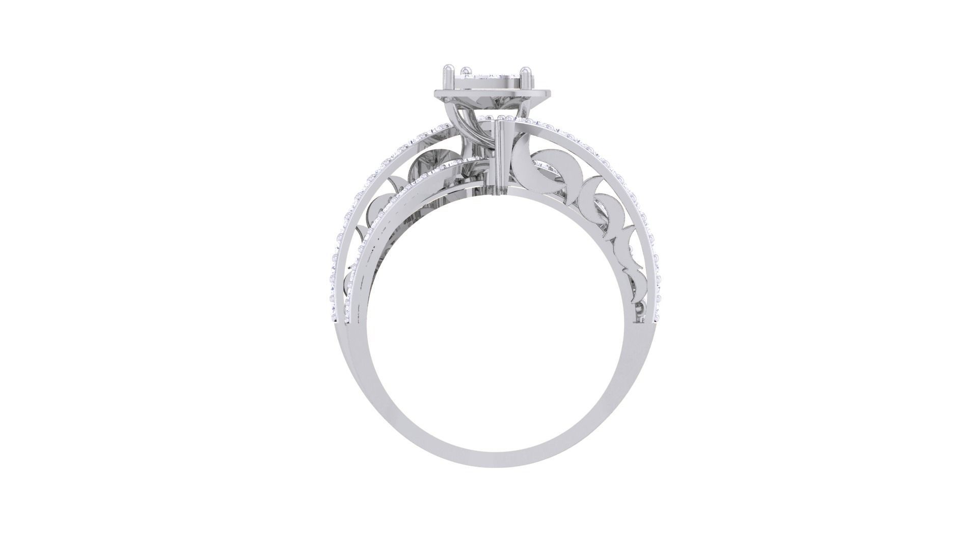 Flower High Jewelry Diamond Cocktail Ring 3dm stl obj mtl glb  3D print model_12